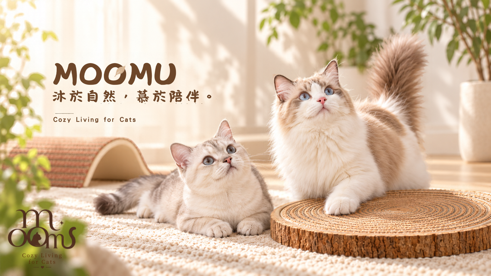 沐於自然，慕於陪伴：兩隻貓咪與軟木貓抓板的溫暖日常